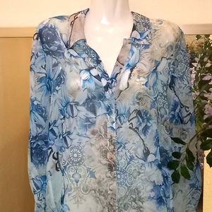 Chico's Sheer Floral Blouse